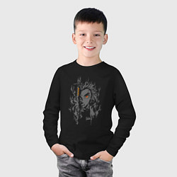 Лонгслив хлопковый детский Кеджиро Ренгоку - монохромный, цвет: черный — фото 2