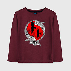 Лонгслив хлопковый детский Вороны Одина - кельтский узор, цвет: меланж-бордовый