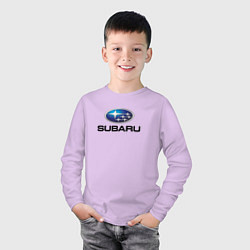 Лонгслив хлопковый детский Subaru sport auto, цвет: лаванда — фото 2
