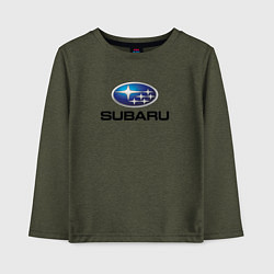 Лонгслив хлопковый детский Subaru sport auto, цвет: меланж-хаки