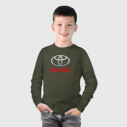 Лонгслив хлопковый детский Toyota sport auto brend, цвет: меланж-хаки — фото 2
