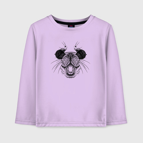 Детский лонгслив Морда морского котика в очках / Лаванда – фото 1
