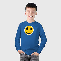 Лонгслив хлопковый детский Smile headphones, цвет: синий — фото 2