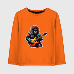 Лонгслив хлопковый детский Обезьяна с гитарой, цвет: оранжевый