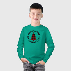 Лонгслив хлопковый детский Rocking around the christmas tree, цвет: зеленый — фото 2