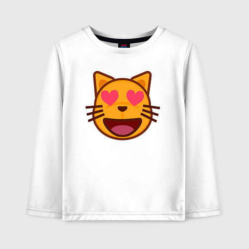 Детский лонгслив Оранжевый котик влюблён / Белый – фото 1