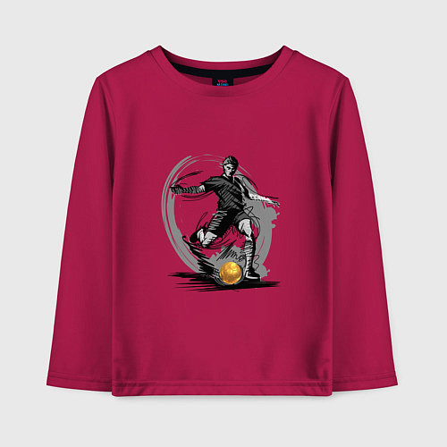 Детский лонгслив Золотой мяч футболиста / Маджента – фото 1