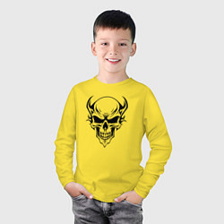 Лонгслив хлопковый детский Злобный череп, цвет: желтый — фото 2