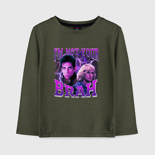Детский лонгслив Im not your brah / Меланж-хаки – фото 1