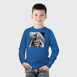 Лонгслив хлопковый детский Жираф астронавт, цвет: синий — фото 2