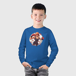 Лонгслив хлопковый детский Бойцовская грация, цвет: синий — фото 2