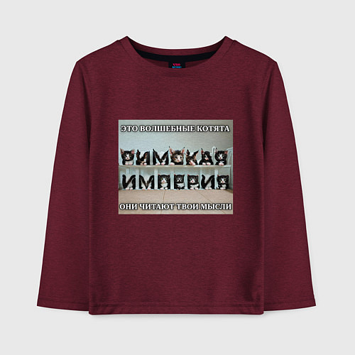 Детский лонгслив Римская империя котами / Меланж-бордовый – фото 1