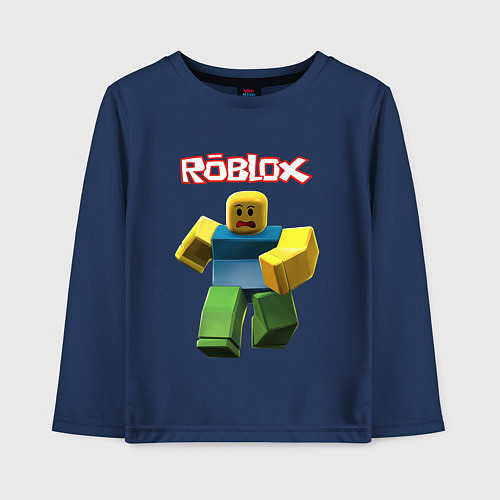 Детский лонгслив Roblox бегущий персонаж / Тёмно-синий – фото 1