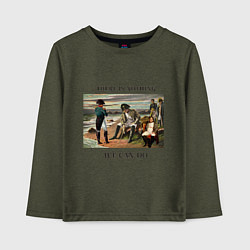 Лонгслив хлопковый детский There is nothing we can do, цвет: меланж-хаки