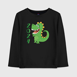Лонгслив хлопковый детский Дракон зеленый 2024, цвет: черный