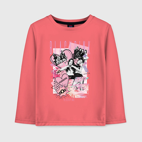 Детский лонгслив Blackpink коллаж / Коралловый – фото 1