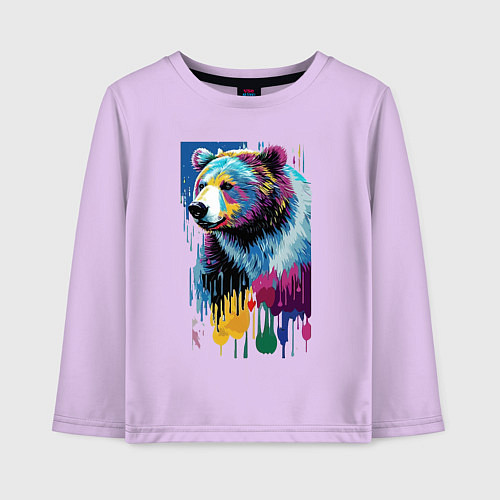 Детский лонгслив Color bear - painting - neural network / Лаванда – фото 1