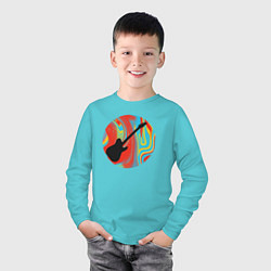 Лонгслив хлопковый детский Гитара в цвете, цвет: бирюзовый — фото 2