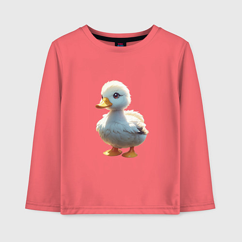 Детский лонгслив Утенок арт / Коралловый – фото 1
