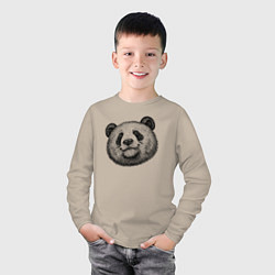 Лонгслив хлопковый детский Голова панды, цвет: миндальный — фото 2