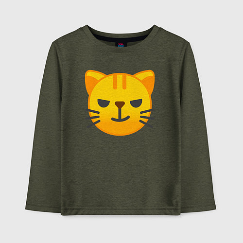 Детский лонгслив Жёлтый котёнок хитрит / Меланж-хаки – фото 1