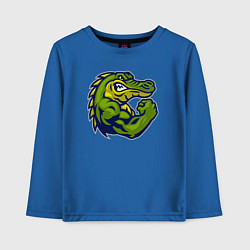 Лонгслив хлопковый детский Сила крокодила, цвет: синий