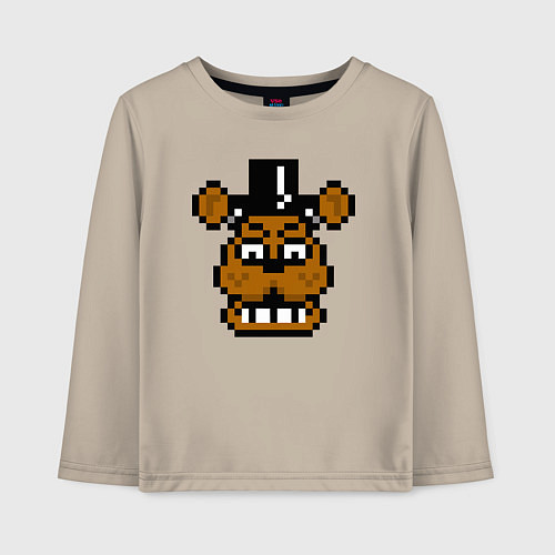Детский лонгслив Фредди пиксельный / Миндальный – фото 1