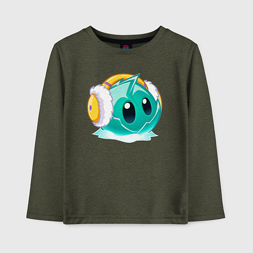 Детский лонгслив Салат Айсберг в наушниках / Меланж-хаки – фото 1