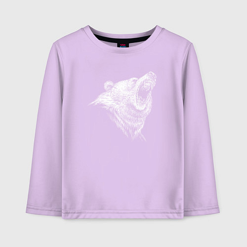 Детский лонгслив Торс ревущего медведя / Лаванда – фото 1