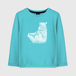 Лонгслив хлопковый детский Медведь сидит балдеет, цвет: бирюзовый