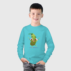 Лонгслив хлопковый детский Счастливый огурчик, цвет: бирюзовый — фото 2