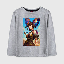 Лонгслив хлопковый детский Lady butterfly - steampunk, цвет: меланж