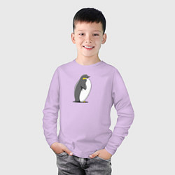 Лонгслив хлопковый детский Мультяшный пингвин сбоку, цвет: лаванда — фото 2