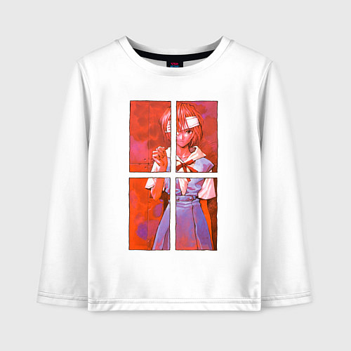 Детский лонгслив Аянами разбитые зеркала / Белый – фото 1