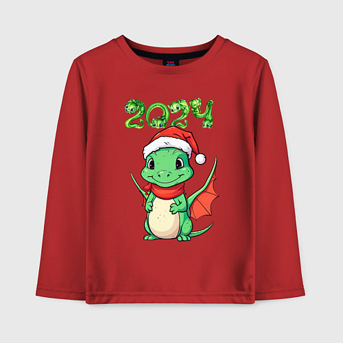 Детский лонгслив Милый дракончик 2024 / Красный – фото 1