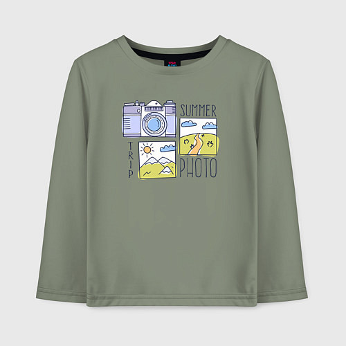 Детский лонгслив Summer photo trip / Авокадо – фото 1