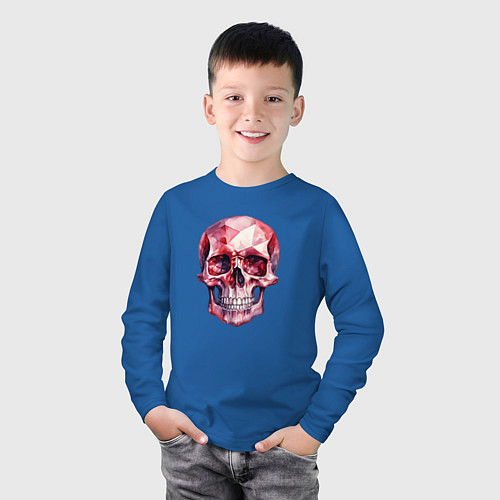 Детский лонгслив Рубиновый череп / Синий – фото 3