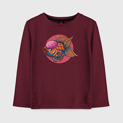 Лонгслив хлопковый детский Funny fish, цвет: меланж-бордовый