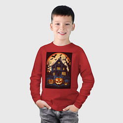 Лонгслив хлопковый детский Дом ужасов - хэллоуин, цвет: красный — фото 2