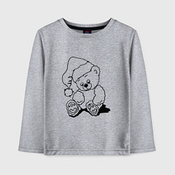 Лонгслив хлопковый детский Мишка игрушечный в колпаке деда Мороза - раскраска, цвет: меланж