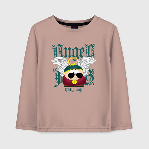 Детский лонгслив Эрик Картман ангел / Пыльно-розовый – фото 1