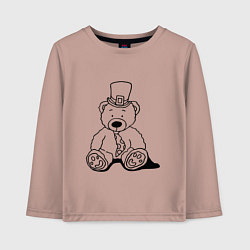 Лонгслив хлопковый детский Плюшевый мишка лепрекон - раскраска, цвет: пыльно-розовый