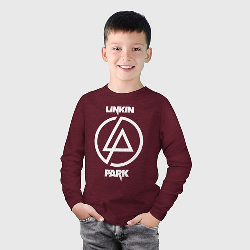 Детский лонгслив Linkin Park logo / Меланж-бордовый – фото 3