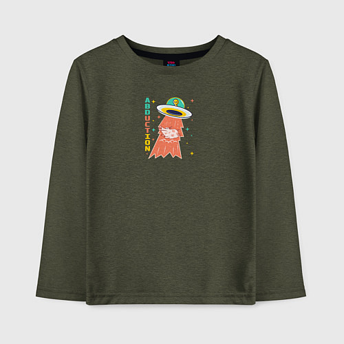 Детский лонгслив Похищение свиньи ufo / Меланж-хаки – фото 1