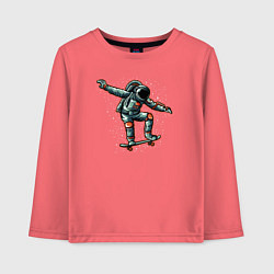 Лонгслив хлопковый детский Космонавт скейтер, цвет: коралловый