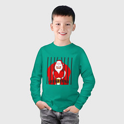 Лонгслив хлопковый детский Дед Мороз за решёткой, цвет: зеленый — фото 2
