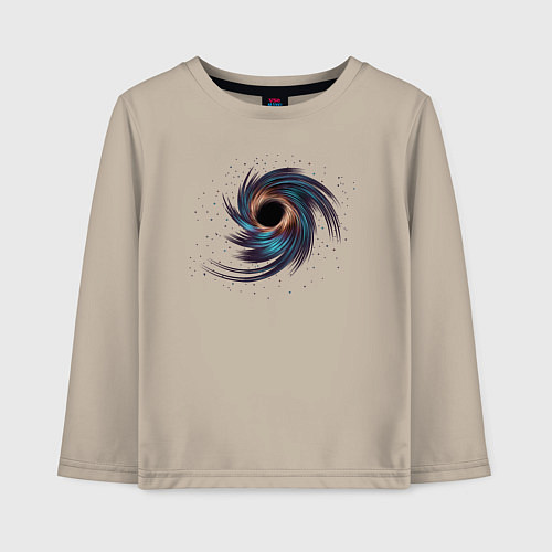 Детский лонгслив Черная дыра с планетами и звездами / Миндальный – фото 1