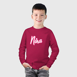 Лонгслив хлопковый детский Нина в стиле барби - объемный шрифт, цвет: маджента — фото 2