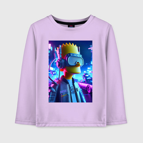 Детский лонгслив Cyber Bart - ai art - neon / Лаванда – фото 1