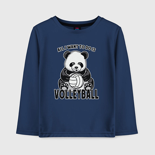 Детский лонгслив Panda volleyball / Тёмно-синий – фото 1